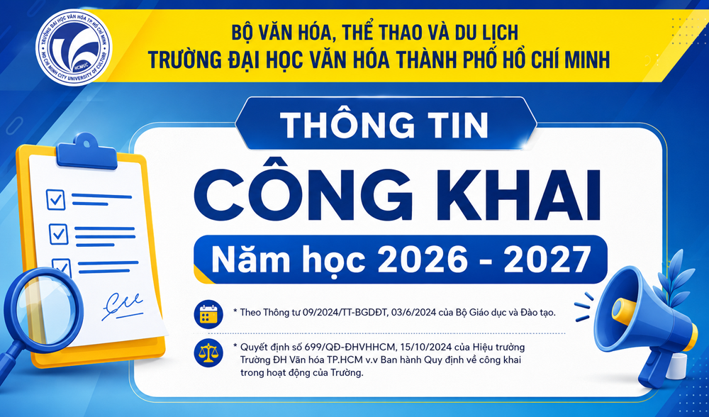 Danh mục công khai các hoạt động giáo dục Trường Đại học Văn hóa TP. Hồ Chí Minh năm học 2026 - 2027