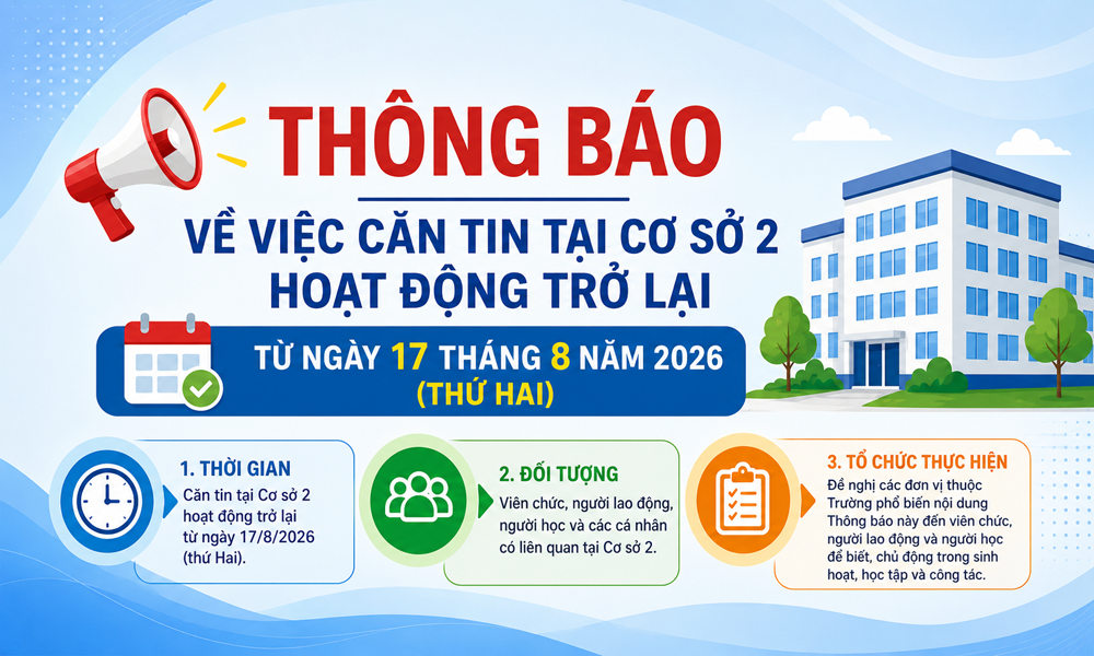 Trường Đại học Văn hóa TP. Hồ Chí Minh thông báo về việc  mở lại căn tin tại cơ sở 2 